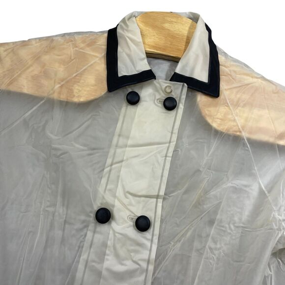 Vintage Richards Large‎ Rain Coat w/Bonnet Vented Arms Covered Buttons Pockets - Picture 2 of 7